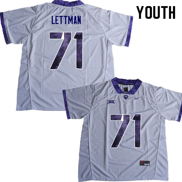 Youth #71 Toby Lettman TCU Horned Frogs College Football Jerseys Sale-White - Click Image to Close